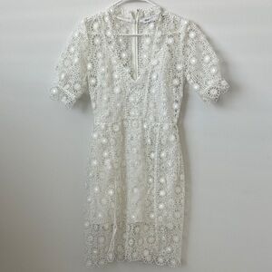Alice McCall White Floral Eyelet Lace Mini Dress Size: 6